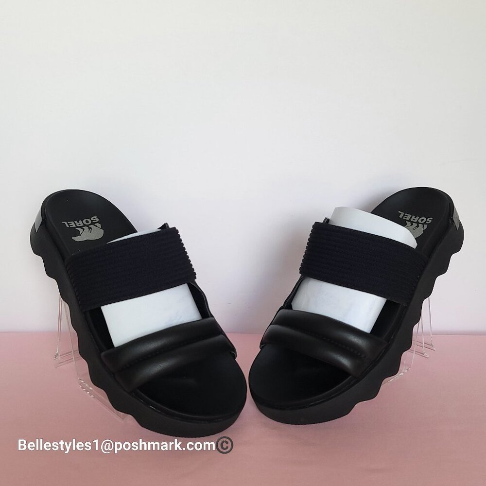 SOREL Viibe Fabric & Leather Platform Two-Straps Slip-On Slide- Women’s Size 9.⭐ - Picture 4 of 16